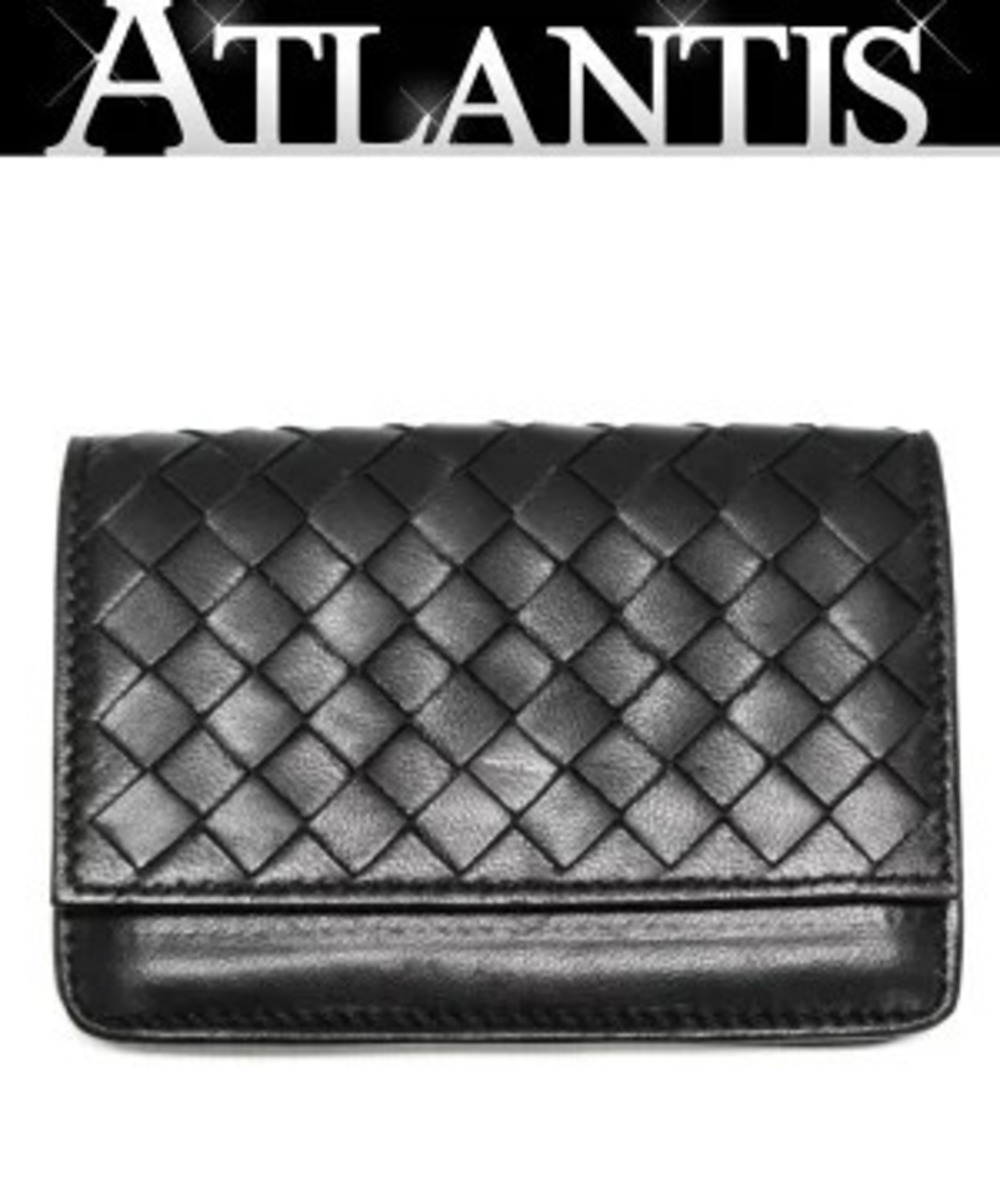 Bottega Veneta Intrecciato Leather Card Case Wallet Black